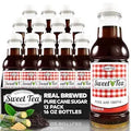 12-pack of Southern Sweet Tea Co. Real Brewed Black Tea in 16oz bottles with red gingham labels and pure cane sugar.